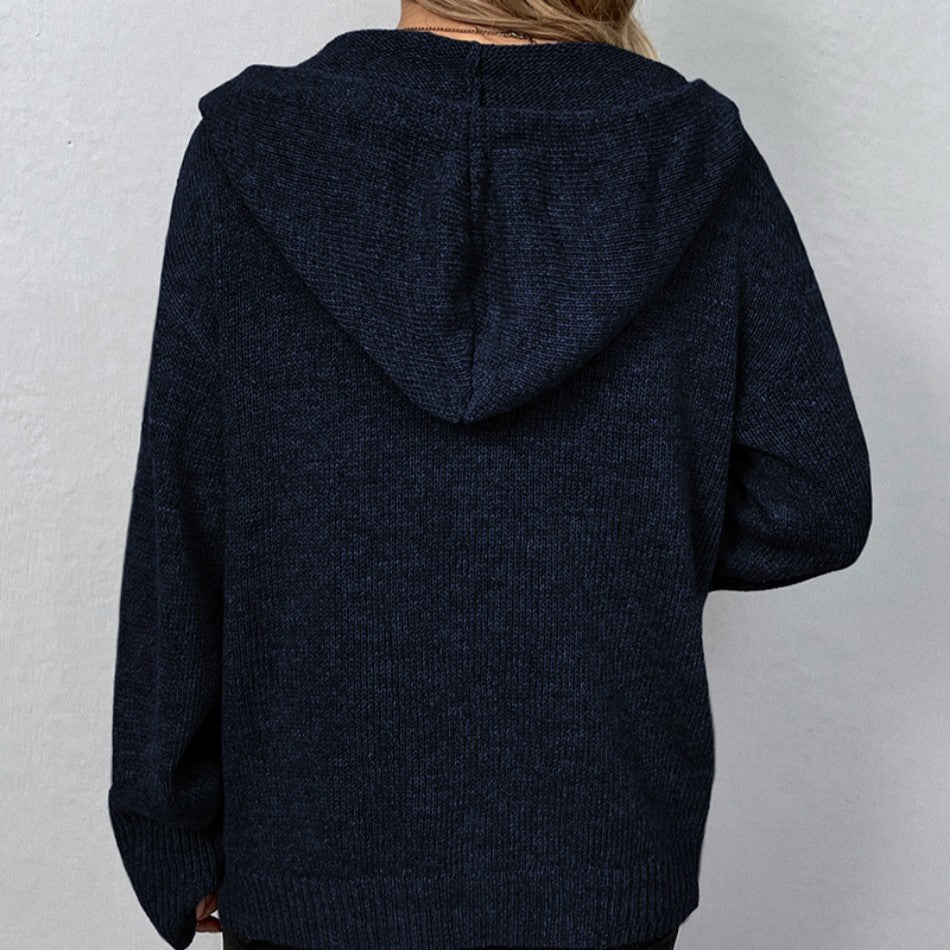Gilet d’hiver pour femme en maille côtelée | fermeture boutonnée sur le devant