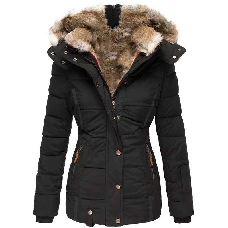 Parka à capuche pour femme | Manteau d'hiver bordé de fausse fourrure