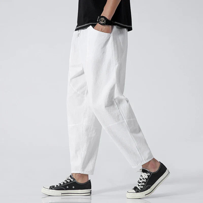 Tapered Drawstring Trousers with Side Pockets