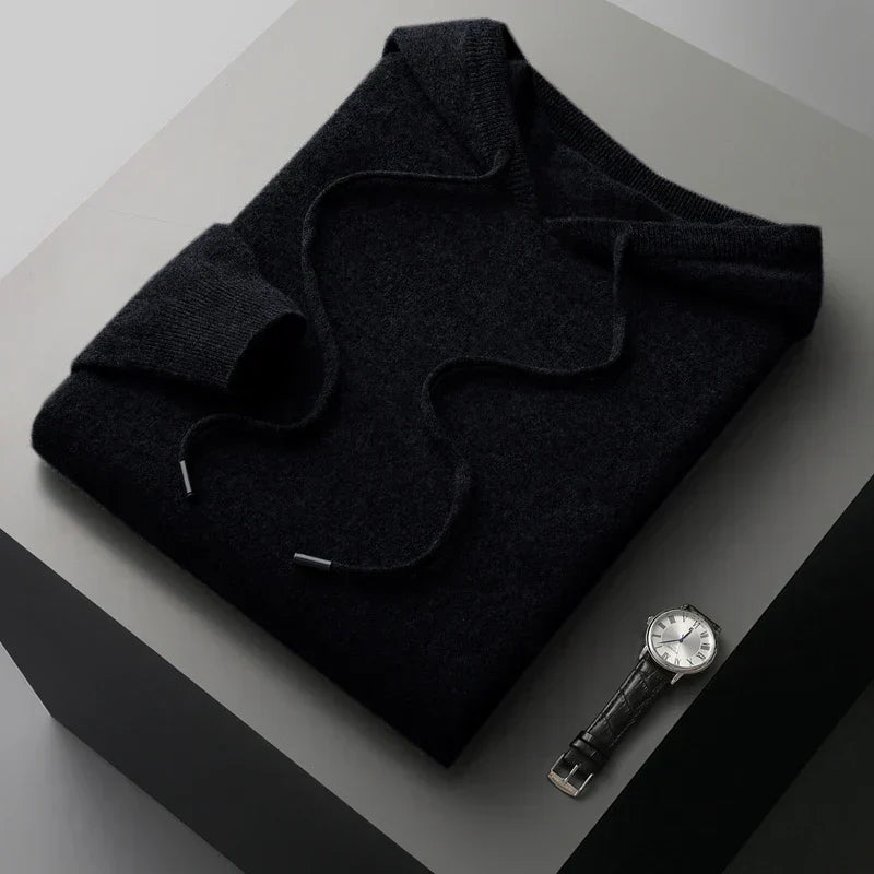 Men's Knitted Hoodie | Relaxed Drawstring Pullover