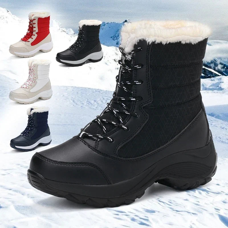 Bottes de neige imperméables pour femme | Bottines d’hiver doublées en fausse fourrure