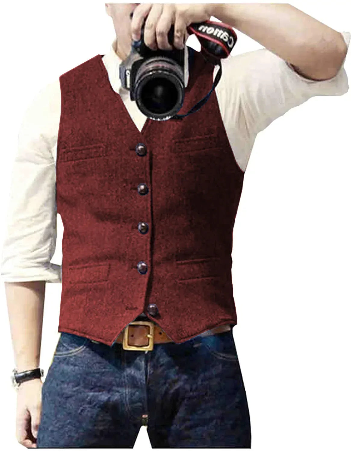 Gilet boutonné pour homme à col en V