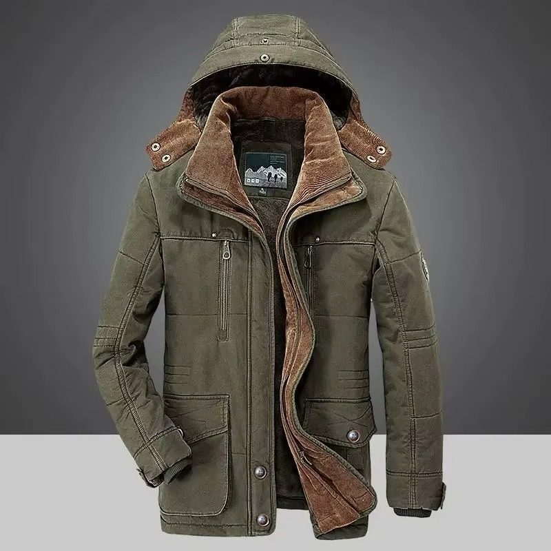 Parka d'hiver en polaire pour homme | Manteau à capuche à poches multiples
