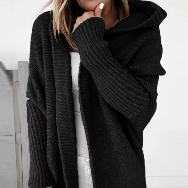 Women's Long Hooded Knit Cardigan