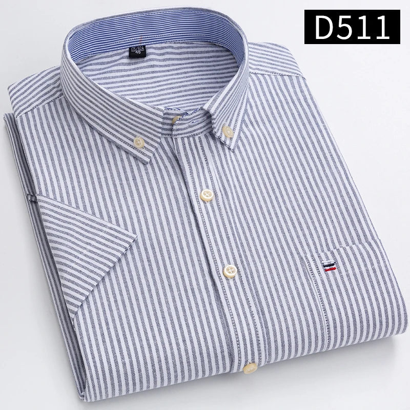 Men's Short Sleeve Checked Shirt with Chest Pocket