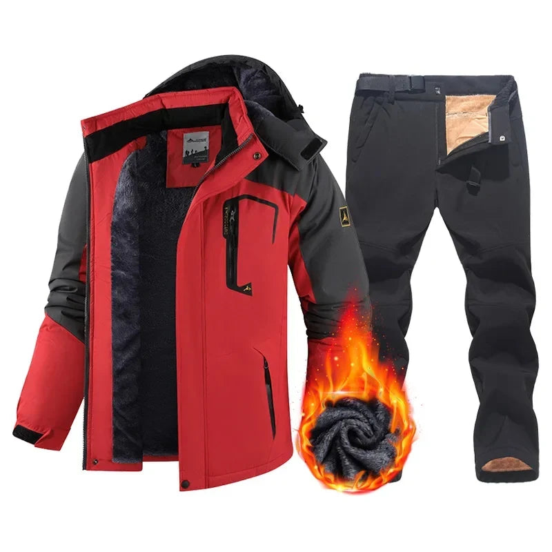 Men's Hooded Winter Jacket and Trousers Set | Fleece Lined