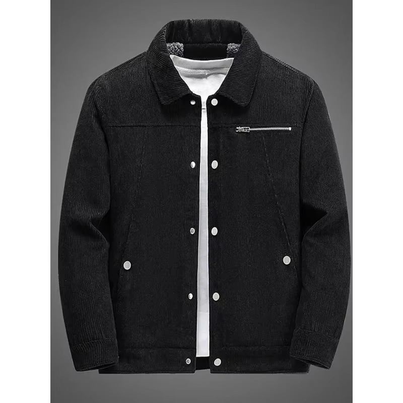 Veste homme en velours côtelé | Manteau en coton doublé polaire
