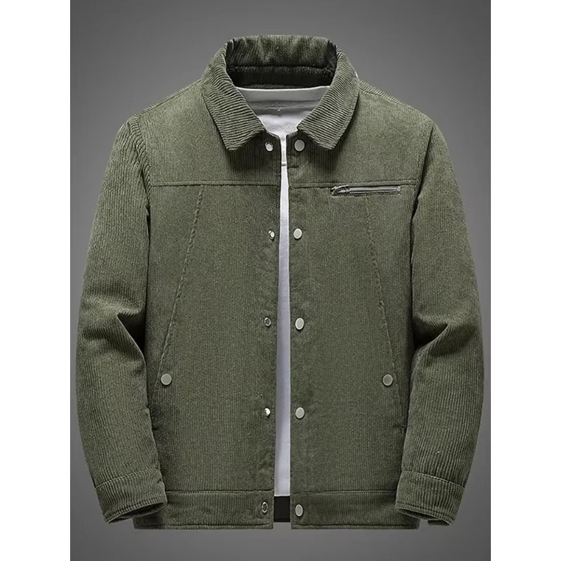 Veste homme en velours côtelé | Manteau en coton doublé polaire