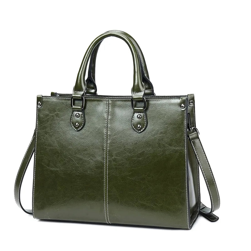 Structured Tote Handbag with Top-Stitch Detail
