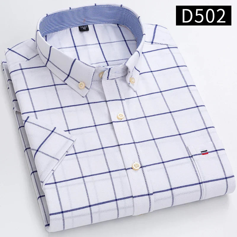 Men's Short Sleeve Checked Shirt with Chest Pocket