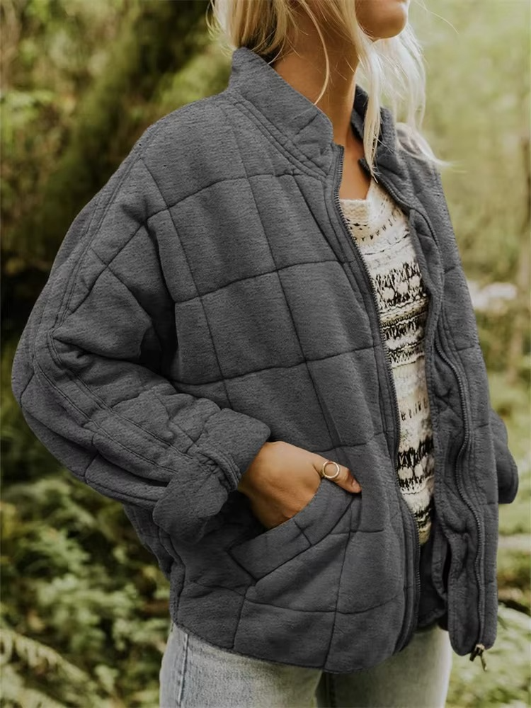 Veste d’hiver matelassée en coton pour femme | Manteau oversize zippé