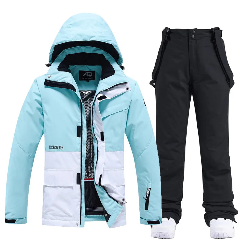 Women's Hooded Ski Jacket and Salopettes Set