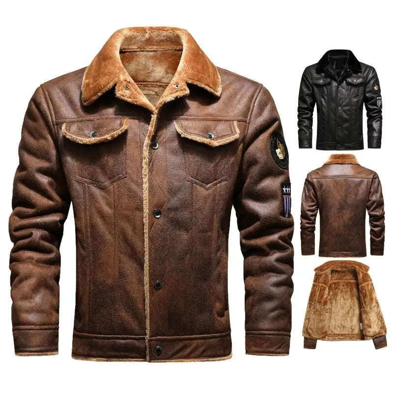 Veste trucker vintage pour homme doublée en tissu effet fourrure