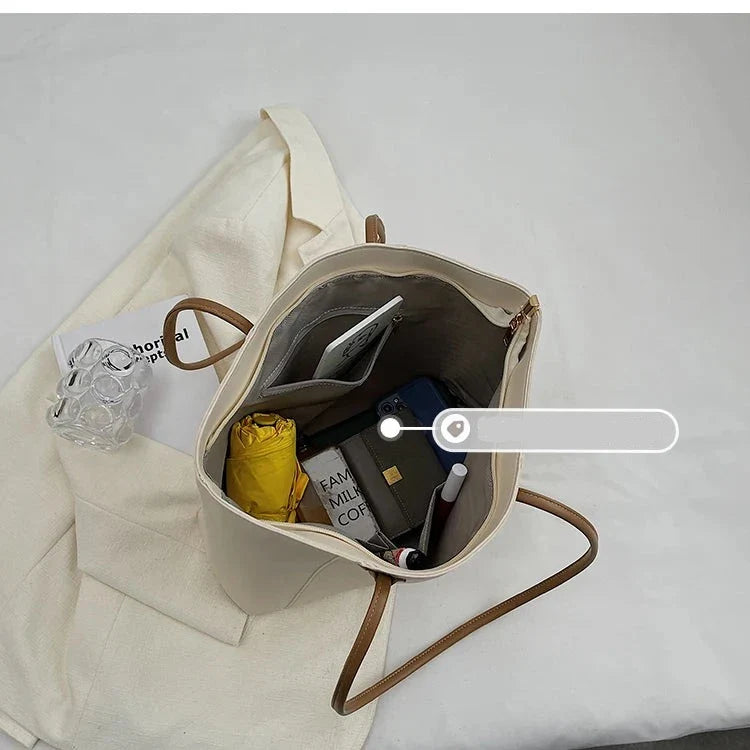 Tote Bag in Faux Leather with Braided Top Handles