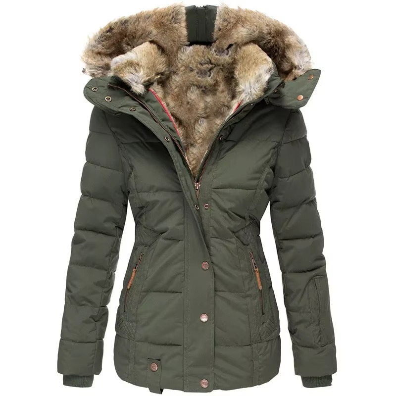 Parka à capuche pour femme | Manteau d'hiver bordé de fausse fourrure