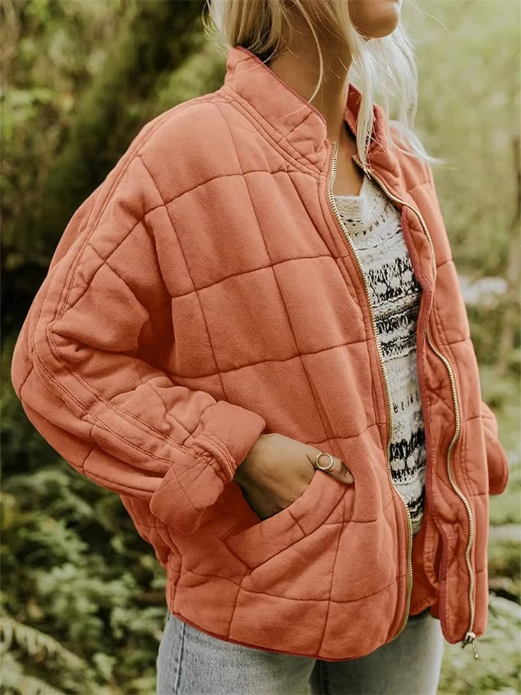 Veste d’hiver matelassée en coton pour femme | Manteau oversize zippé
