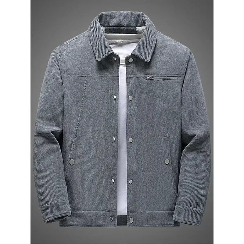 Veste homme en velours côtelé | Manteau en coton doublé polaire