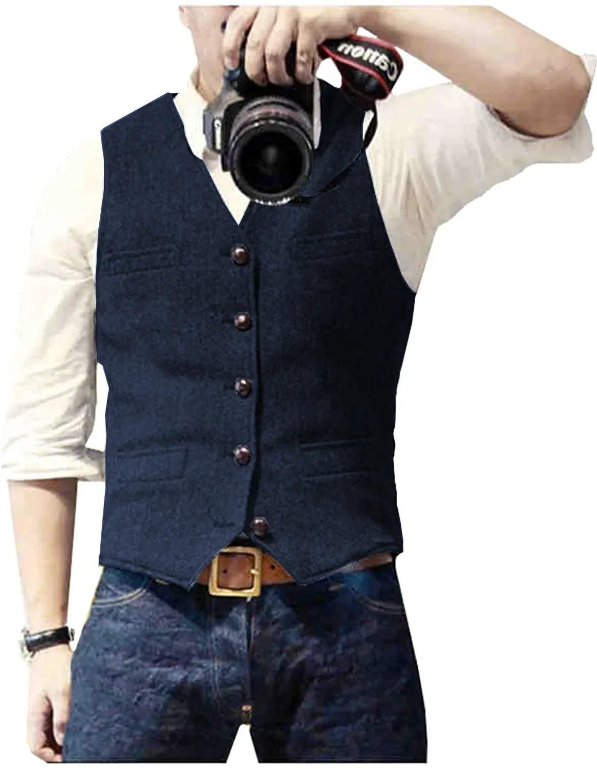 Gilet boutonné pour homme à col en V