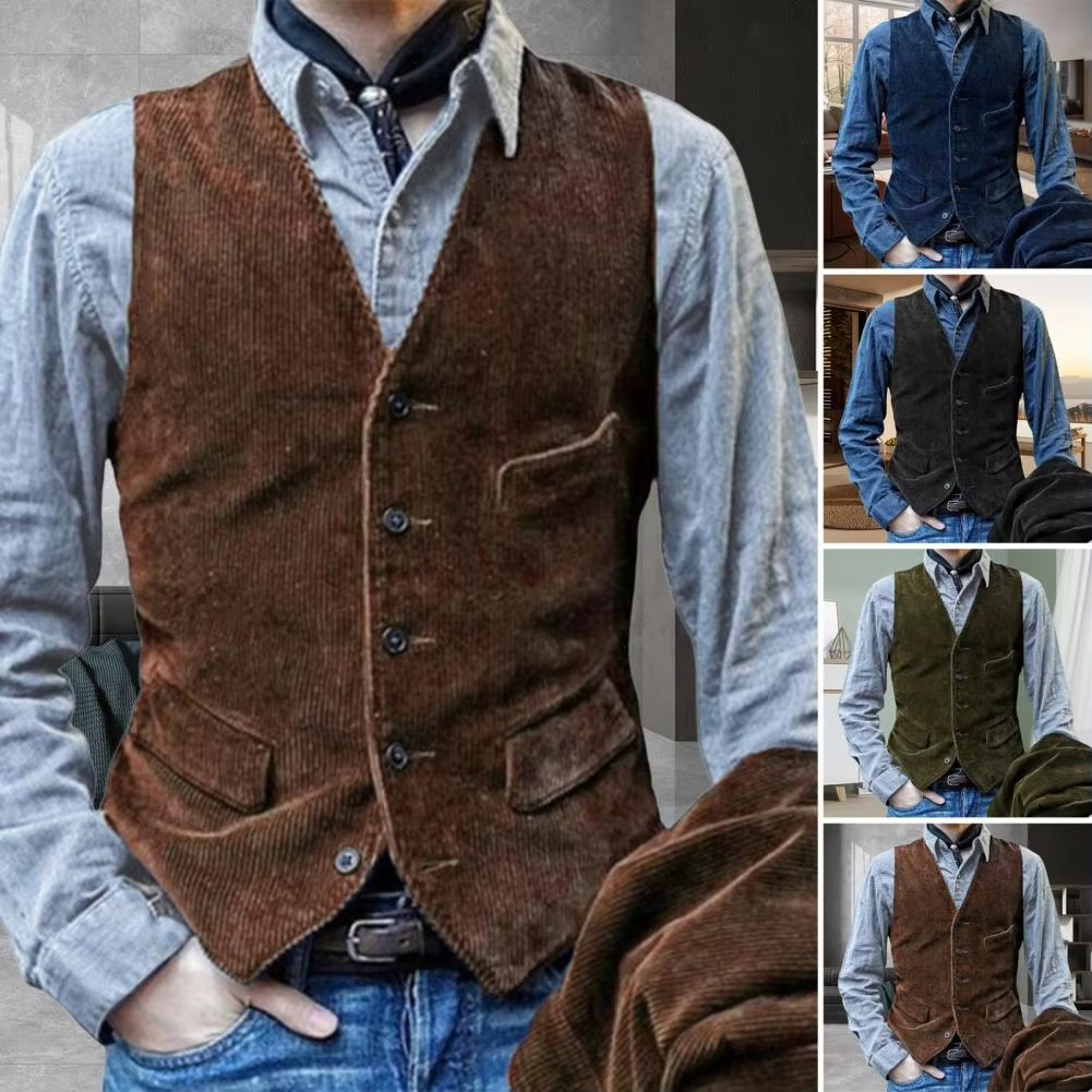 Men's Herringbone Tweed Waistcoat | Slim Fit Wedding Vest
