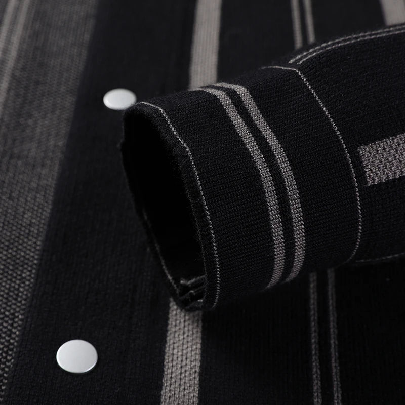 Men’s Striped Knitted Overshirt with Pockets