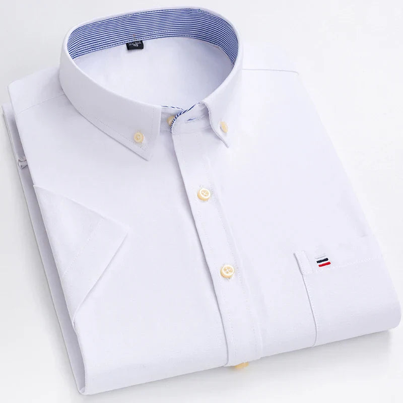Men's Short Sleeve Checked Shirt with Chest Pocket