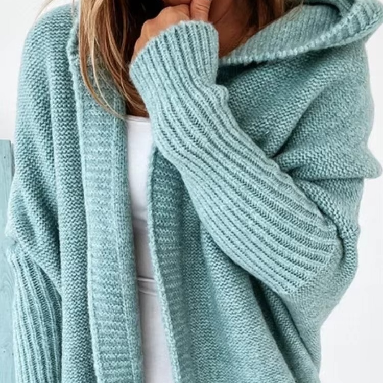 Women's Long Hooded Knit Cardigan
