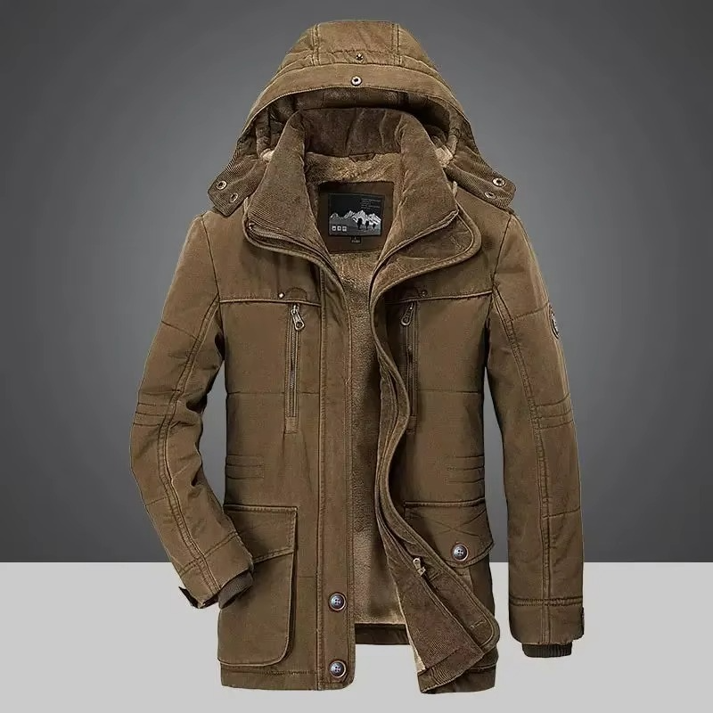 Parka d'hiver en polaire pour homme | Manteau à capuche à poches multiples