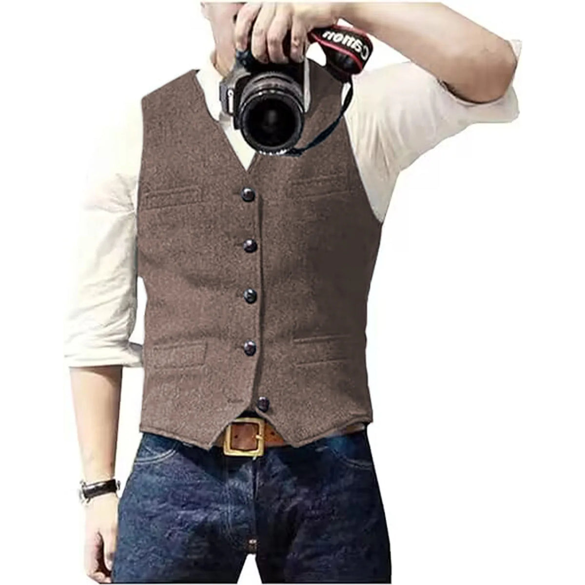 Gilet boutonné pour homme à col en V