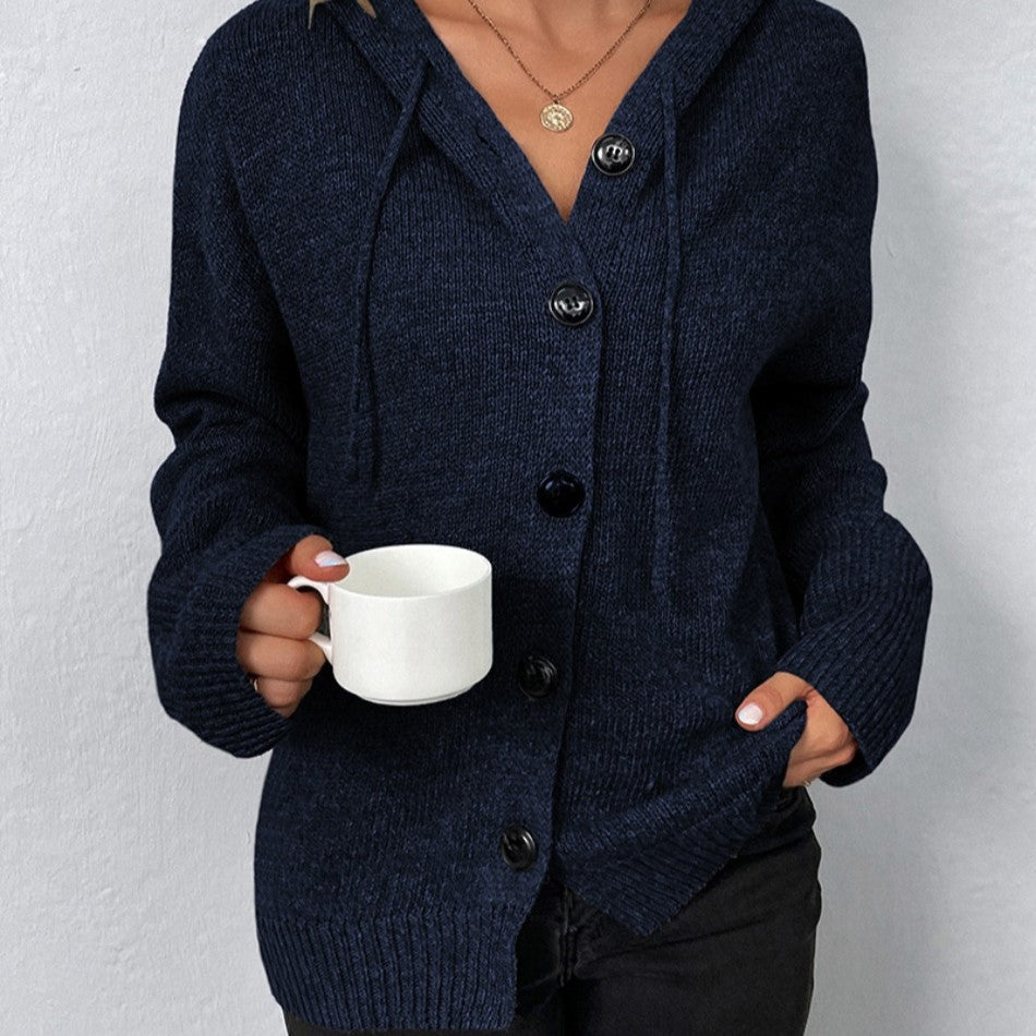 Gilet d’hiver pour femme en maille côtelée | fermeture boutonnée sur le devant