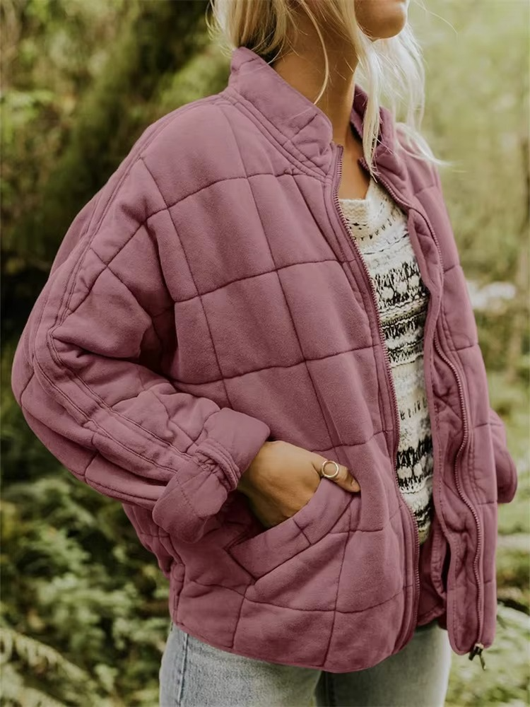 Veste d’hiver matelassée en coton pour femme | Manteau oversize zippé