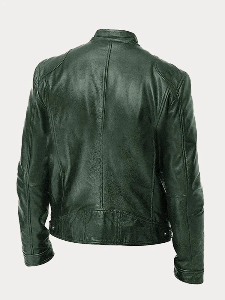 Veste de motard pour homme avec col montant et poches zippées
