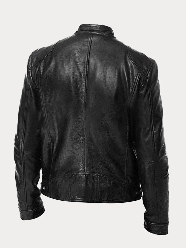 Veste de motard pour homme avec col montant et poches zippées