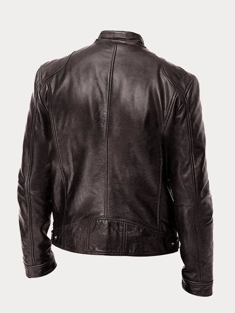 Veste de motard pour homme avec col montant et poches zippées