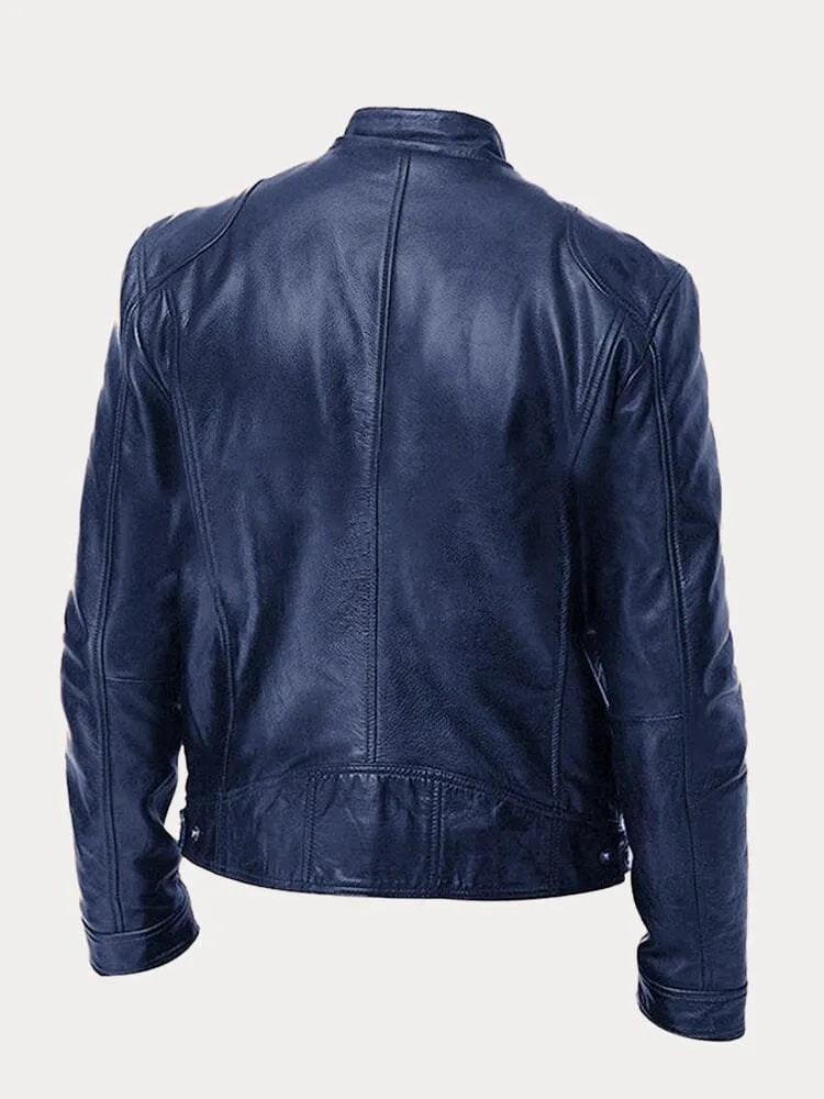 Veste de motard pour homme avec col montant et poches zippées