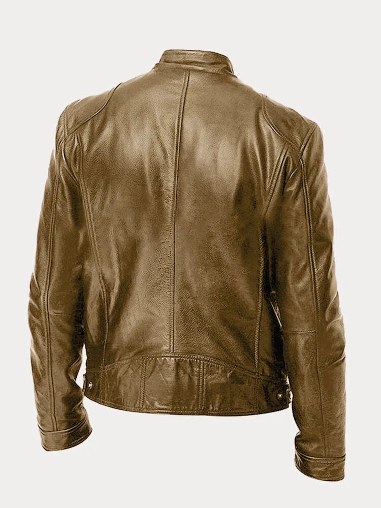 Veste de motard pour homme avec col montant et poches zippées