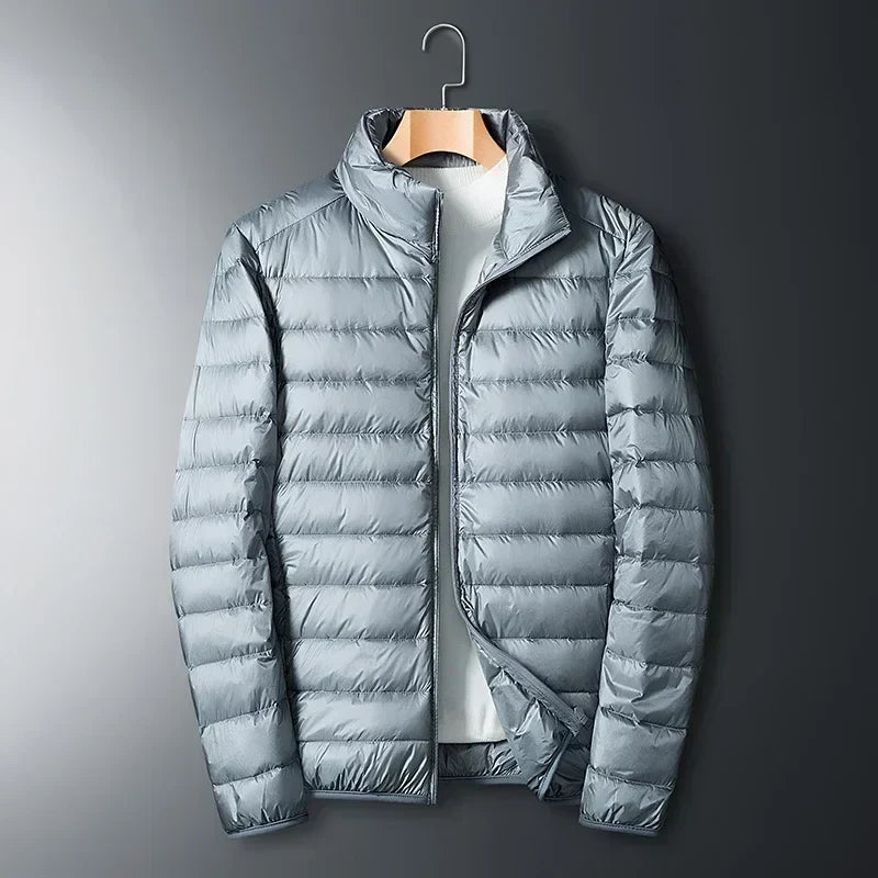 Men's Lightweight Packable Puffer Jacket with Stand Collar