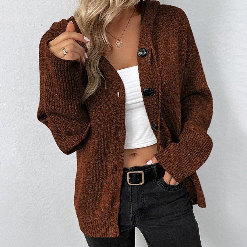 Gilet d’hiver pour femme en maille côtelée | fermeture boutonnée sur le devant