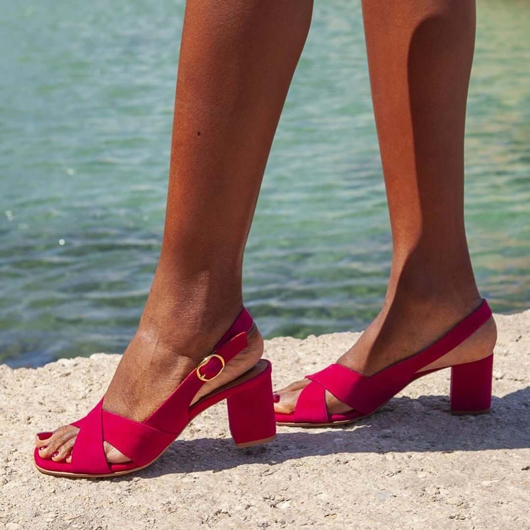 Women's Cross Strap Block Heel Sandals
