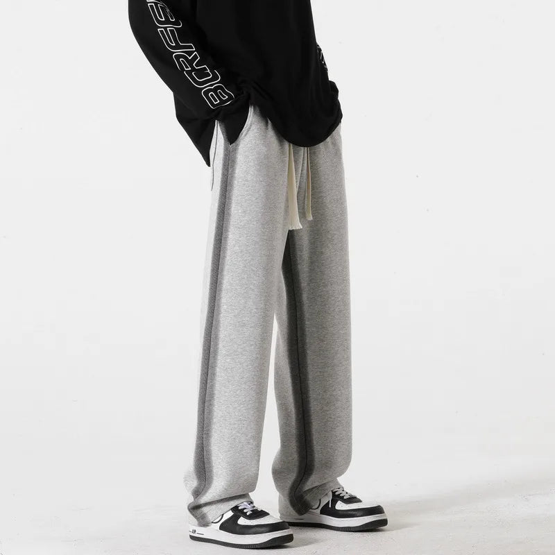 Pantalon homme décontracté à jambes larges avec bandes latérales
