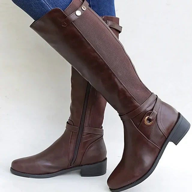 Women’s Knee-High Riding Boots with Stretch Panels