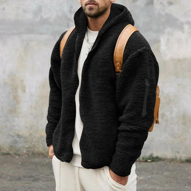 Men's Hooded Sherpa Fleece Zip Jacket