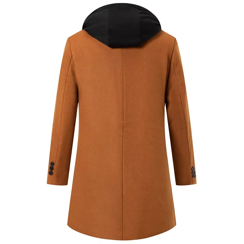 Trench-coat homme à capuche en mélange de laine | Long manteau d'hiver