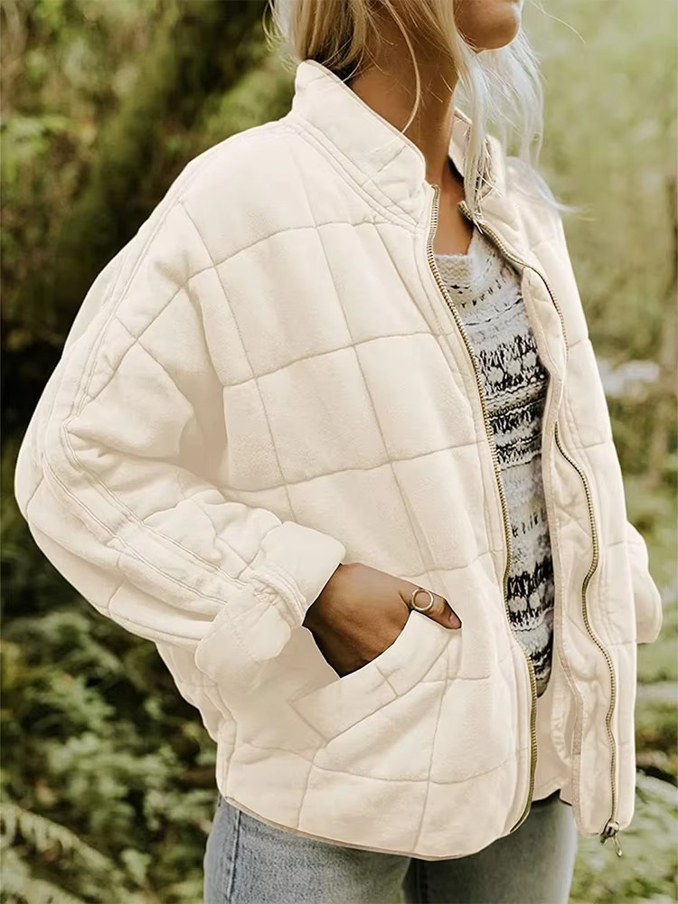Veste d’hiver matelassée en coton pour femme | Manteau oversize zippé
