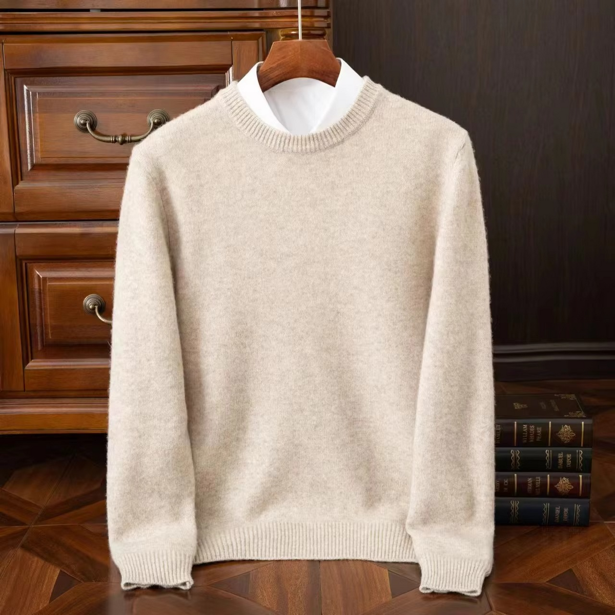 Męski oversize’owy dzianinowy sweter z domieszką kaszmiru