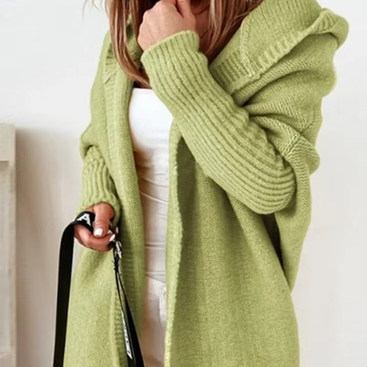 Women's Long Hooded Knit Cardigan