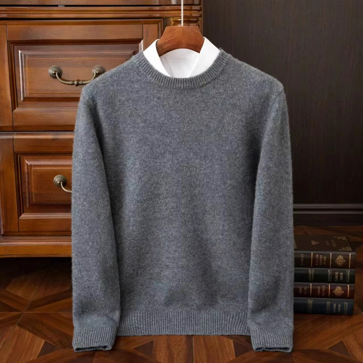 Męski oversize’owy dzianinowy sweter z domieszką kaszmiru