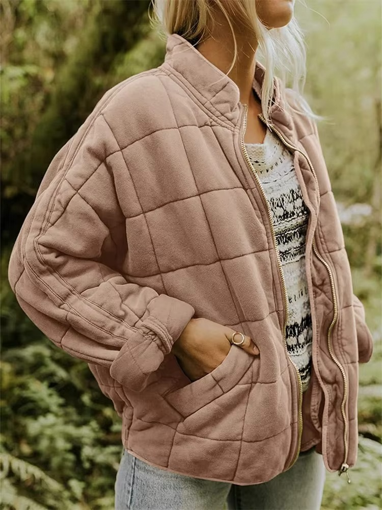 Veste d’hiver matelassée en coton pour femme | Manteau oversize zippé