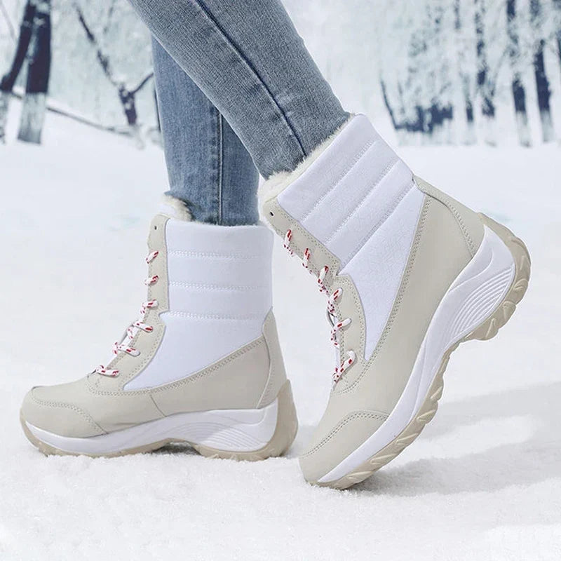 Bottes de neige imperméables pour femme | Bottines d’hiver doublées en fausse fourrure
