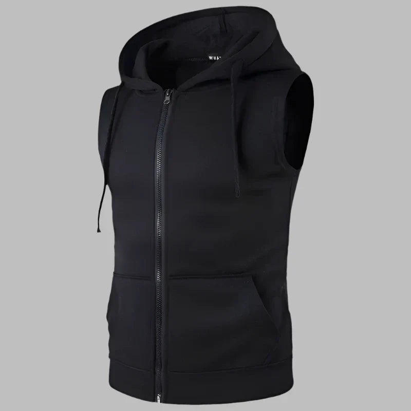 Men's Zip Up Sleeveless Hoodie Vest