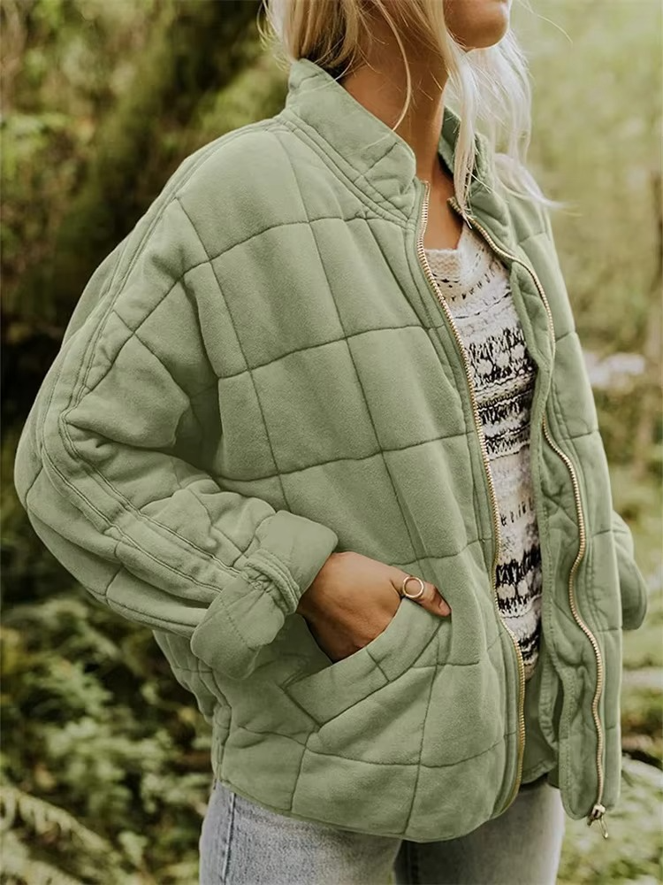 Veste d’hiver matelassée en coton pour femme | Manteau oversize zippé